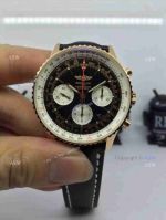 Swiss Replica Breitling 1884 Chronometre Navitimer Watch Rose Gold Case Black Dial